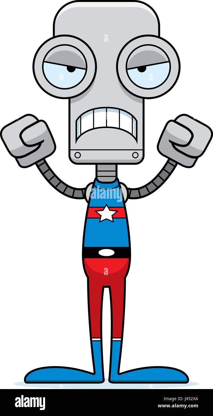 Un supereroe dei cartoni animati robot cercando arrabbiato. Illustrazione Vettoriale
