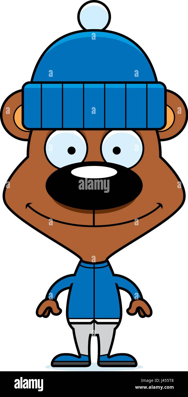 Un cartone animato in inverno orso sorridente. Illustrazione Vettoriale