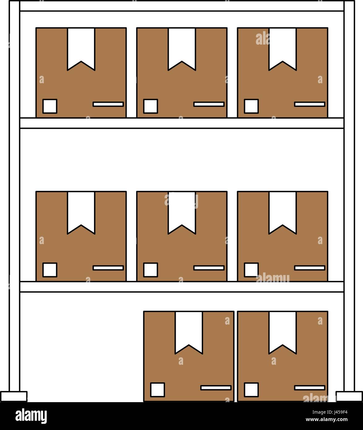 Silhouette di colore cartoon ripiano con confezione sigillata Illustrazione Vettoriale