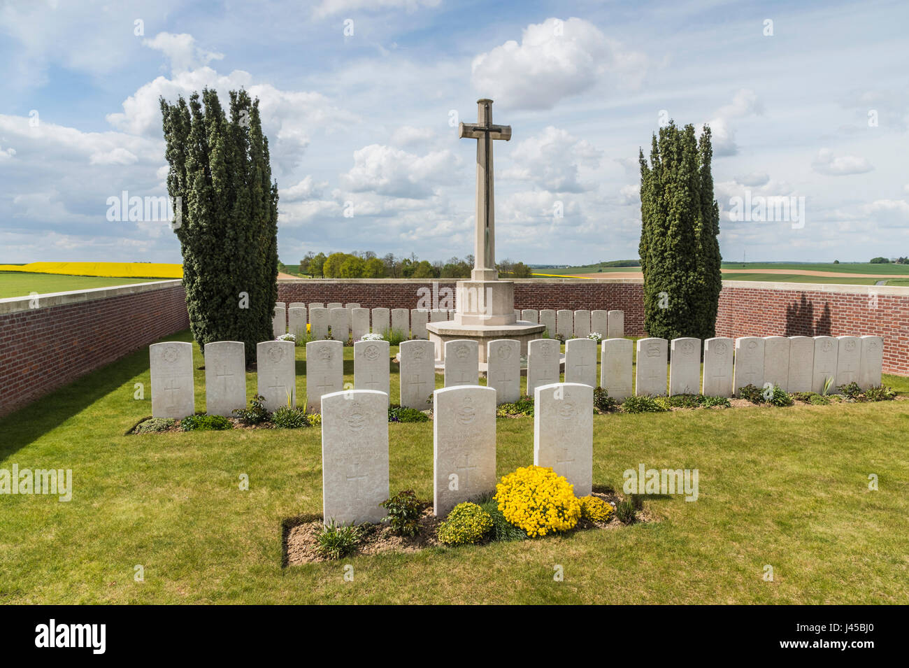 British cimitero militare di Rancourt sul campo di battaglia di somme del nord della Francia Foto Stock