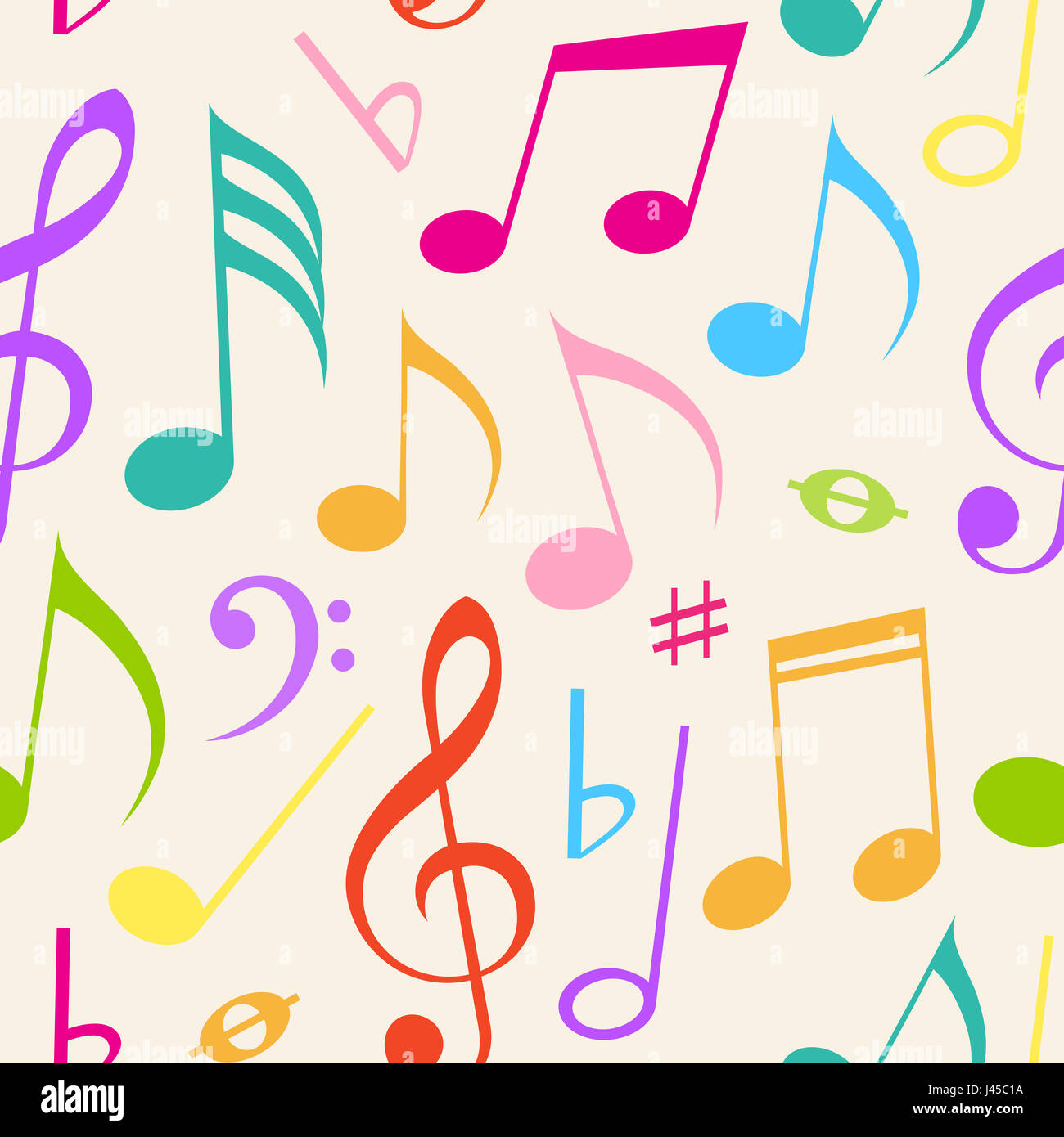 Abstract seamless pattern con note musicali Foto Stock