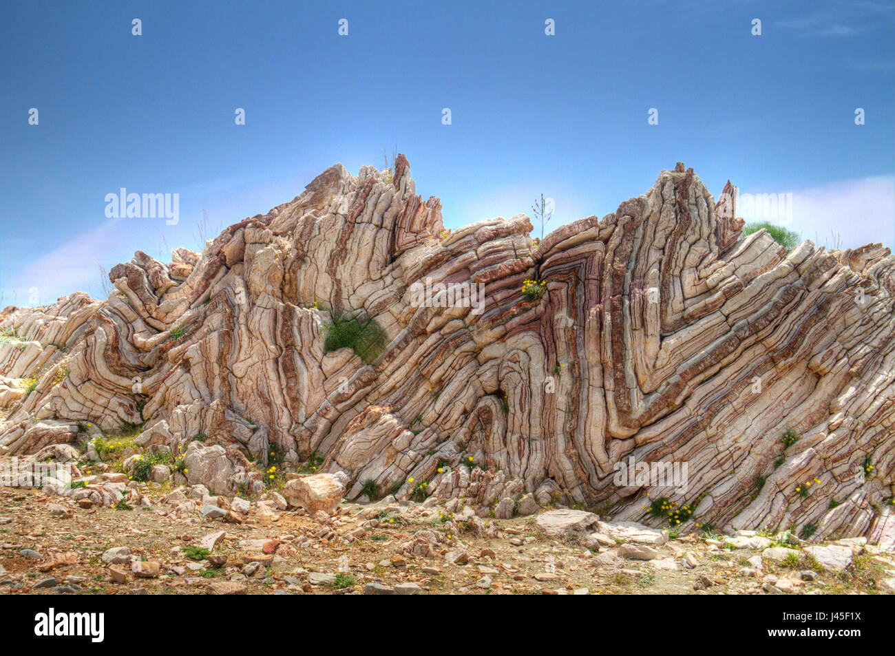 Calcaree ripiegate su Creta, Grecia Foto Stock