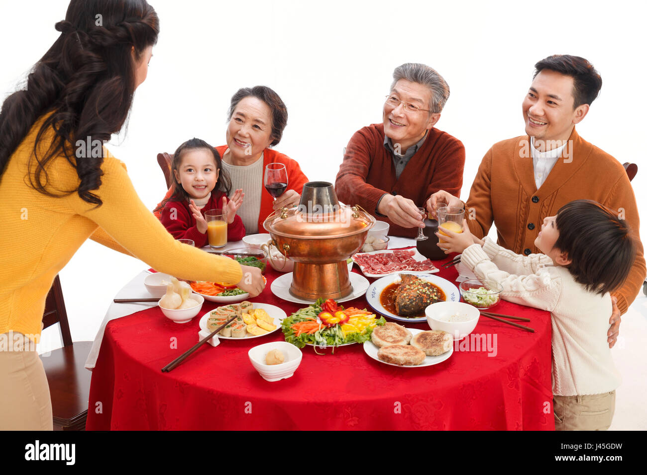 Happy Family Reunion cena per l'Anno Nuovo Cinese Foto Stock