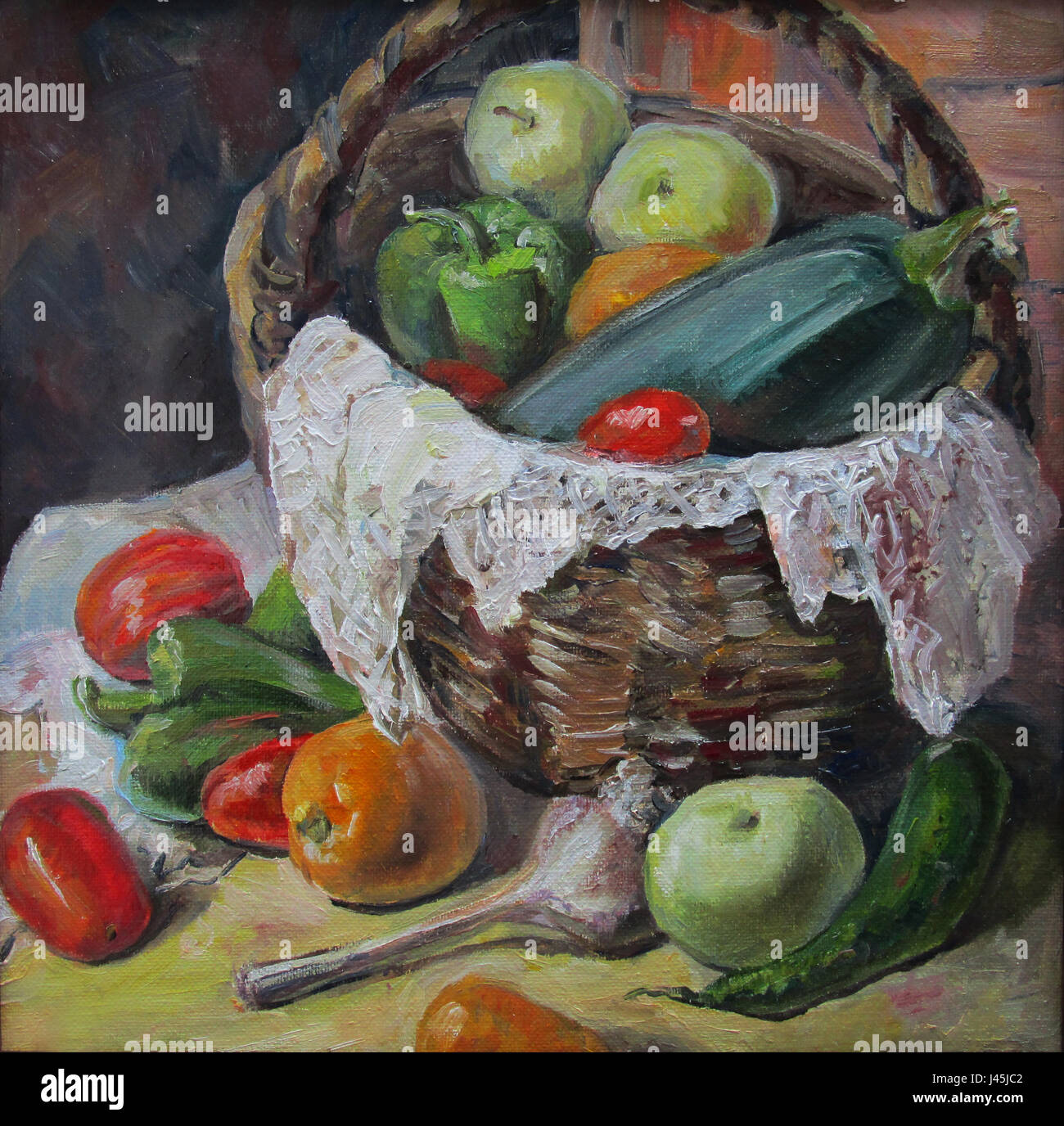 Paese di verdure, pittura di olio Foto Stock
