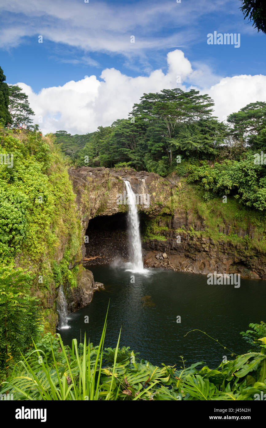 La Rainbow Falls vicino a Hilo sulla Big Island, Hawaii, Stati Uniti d'America. Foto Stock