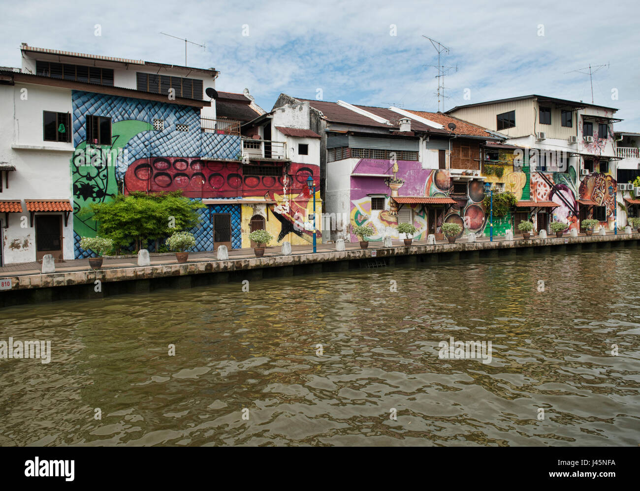 Arte di strada lungo il fiume Malacca, Malacca, Malaysia Foto Stock