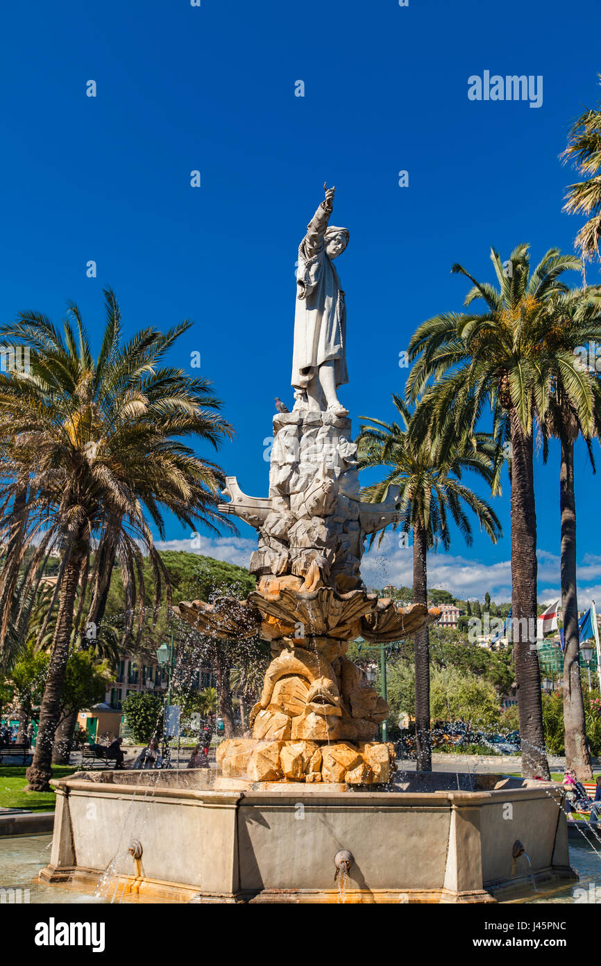 Monumento a Cristoforo Colombo a Santa Margherita Ligure, Italia Foto Stock