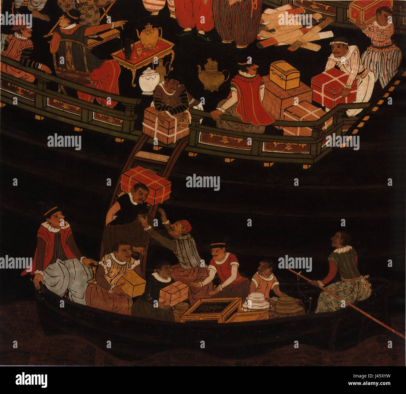 Namban si riferisce al periodo della storia giapponese, quando i portoghesi e gli altri europei arrivarono per la prima volta in Giappone. È anche associato allo scambio culturale e all'arte che avvenne durante il XVI e XVII secolo. Foto Stock