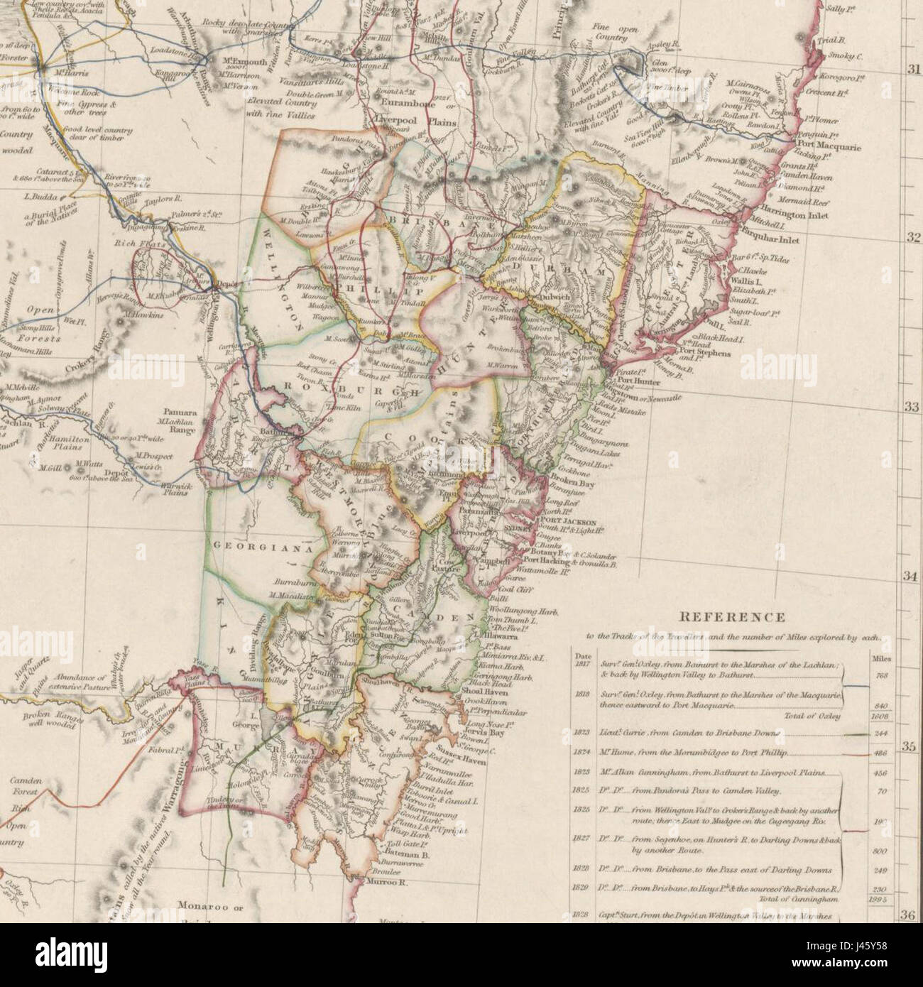 Diciannove contee, Australia, 1832 Foto Stock