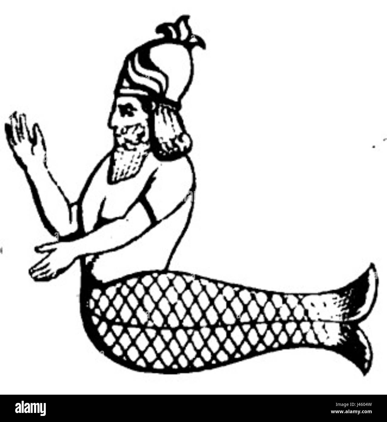 Oannes auf einem bassorilievo aus Khorsabad Foto Stock