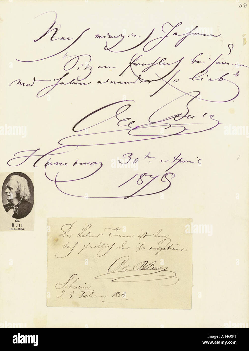 Un album musicale con composizioni di Ole Bull, un importante violinista e compositore norvegese noto per i suoi contributi alle tradizioni della musica classica e popolare nel XIX secolo. Foto Stock