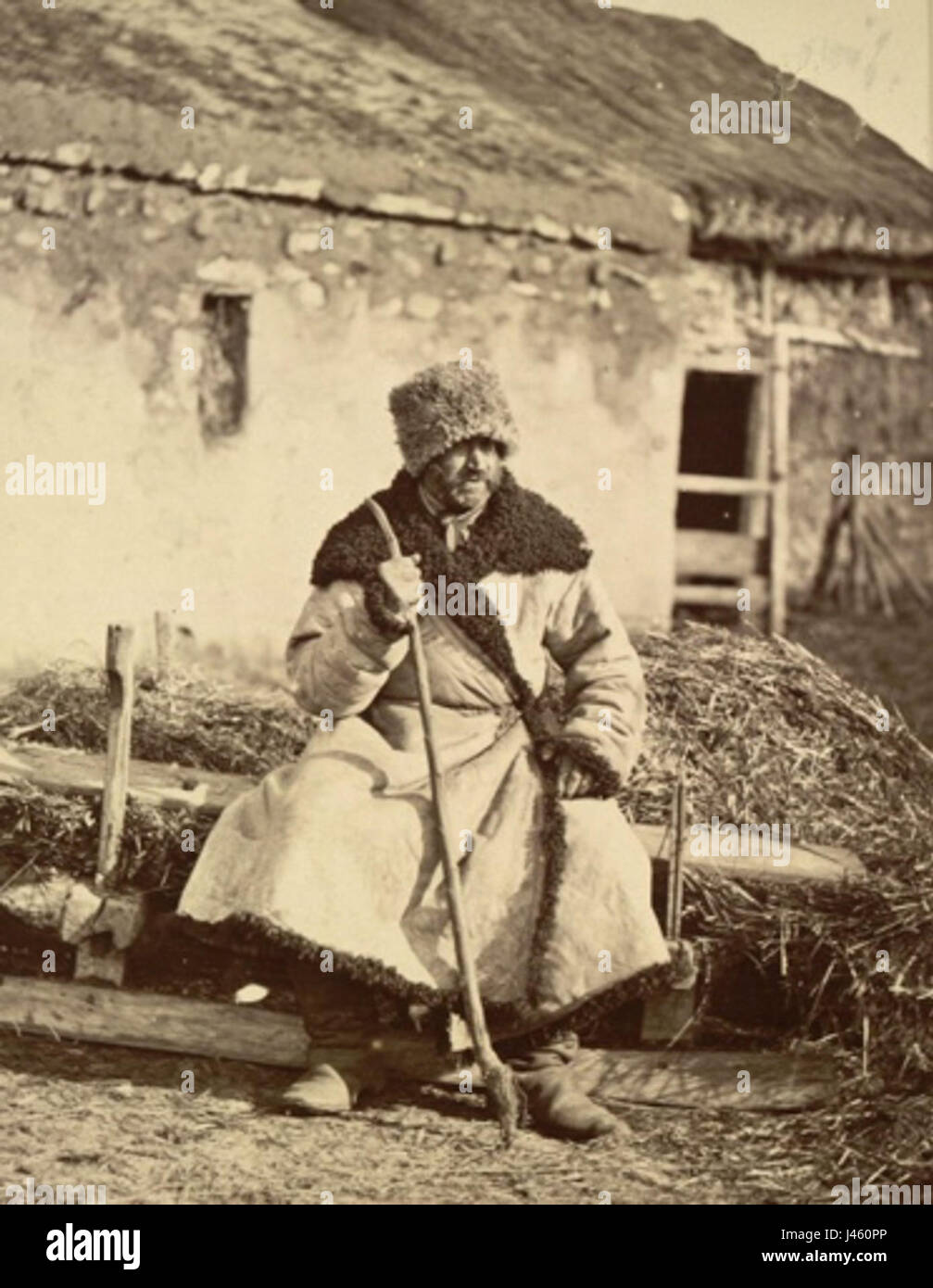 Questo titolo si riferisce a un'immagine o ritratto di un uomo anziano della regione di Kiev in Ucraina. Rappresenta una figura della cultura locale, forse una figura storica o folcloristica. Foto Stock