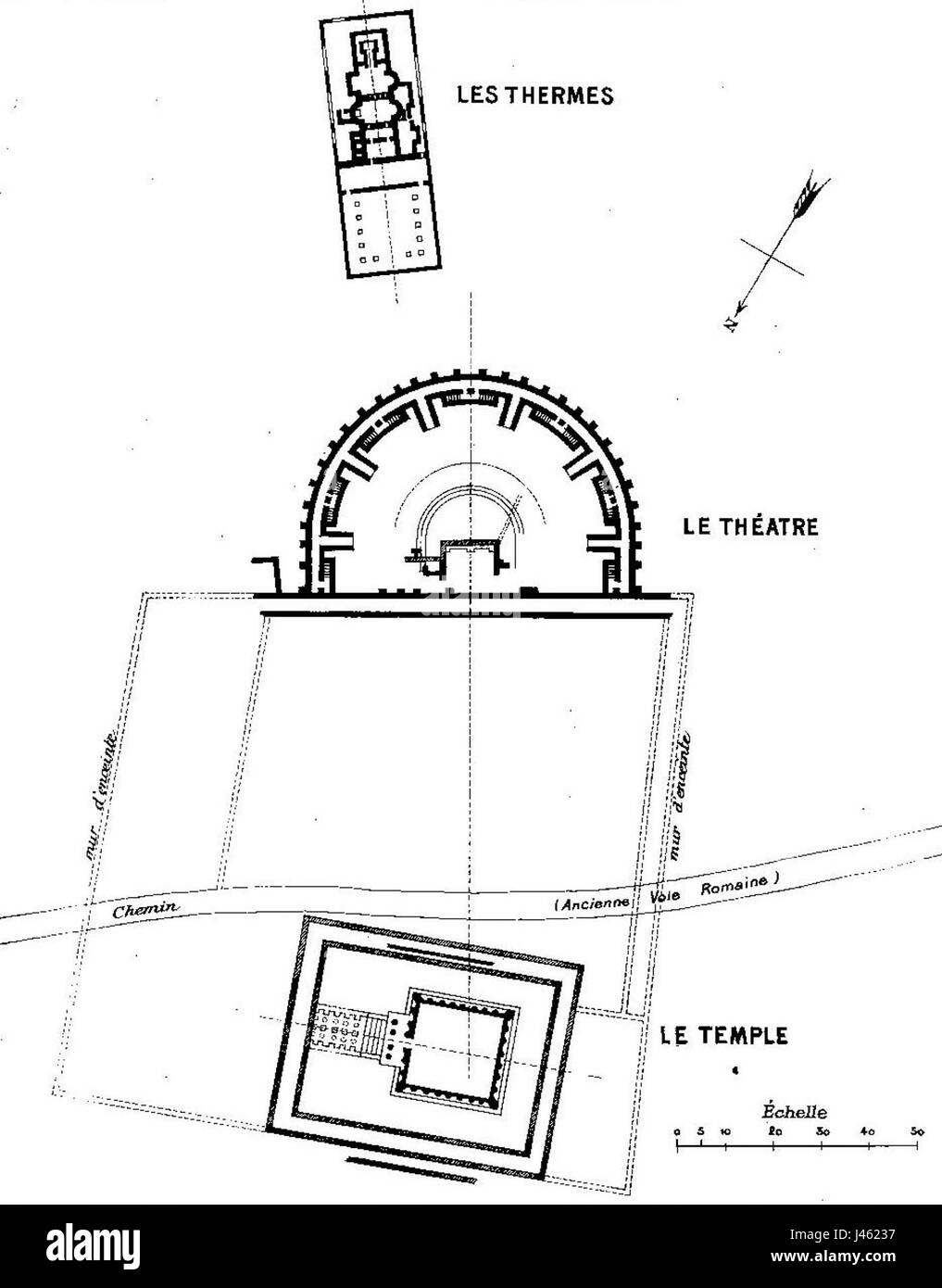 Orrouy (60), piano di masse des des Trois monumenti romani gallo de Champlieu, 1912 Foto Stock