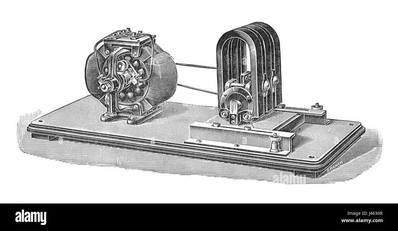 Questa immagine presenta un generatore di motori come descritto in "Electrical installations, Vol V" di Rankin Kennedy, pubblicato nel 1903. Il generatore di motori è un componente importante nello sviluppo della tecnologia elettrica durante quell'epoca. Foto Stock