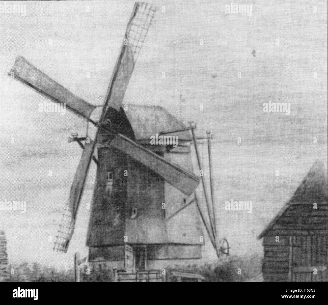 Molen De Hoop Houten achtkant Garderen Foto Stock