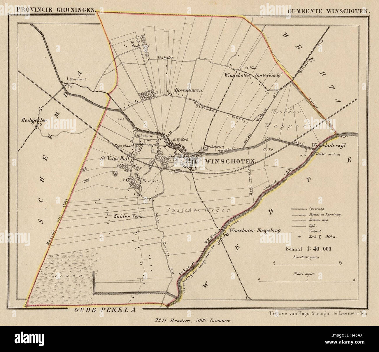 Paesi Bassi, Winschoten, mappa, circa 1865 1870 Foto Stock