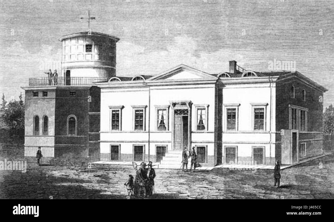 Il Neue Sternwarte (nuovo Osservatorio) di Lipsia, costruito nel 1861, fu un sito chiave per la ricerca astronomica. Questa immagine mostra l'edificio dell'osservatorio e la sua residenza annessa. Foto Stock