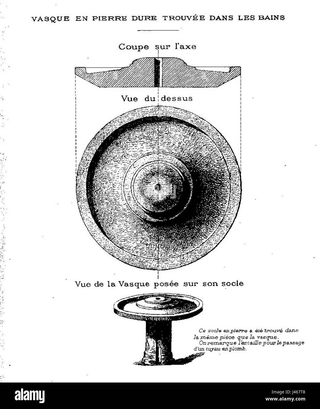 Orrouy (60) si riferisce a una struttura termale con caratteristiche come un sudatorium (bagno di vapore) e vasque (bacino per getto d'acqua), indicativo delle tradizioni balneari romane o antiche, che forniscono informazioni sulle pratiche storiche per il tempo libero e la salute. Foto Stock