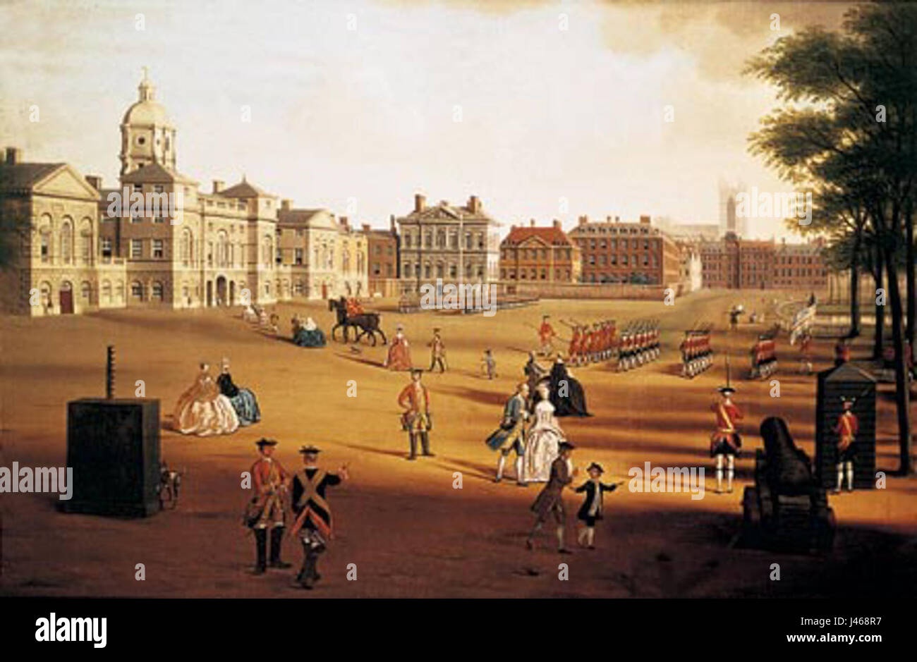 La Parade at Horseguards è un evento cerimoniale a Londra, tradizionalmente tenuto alla Horse Guards Parade. È una parte significativa della storia militare britannica e presenta il cambio della Guardia, un simbolo ben noto della tradizione militare e dello sfarzo britannico. Foto Stock