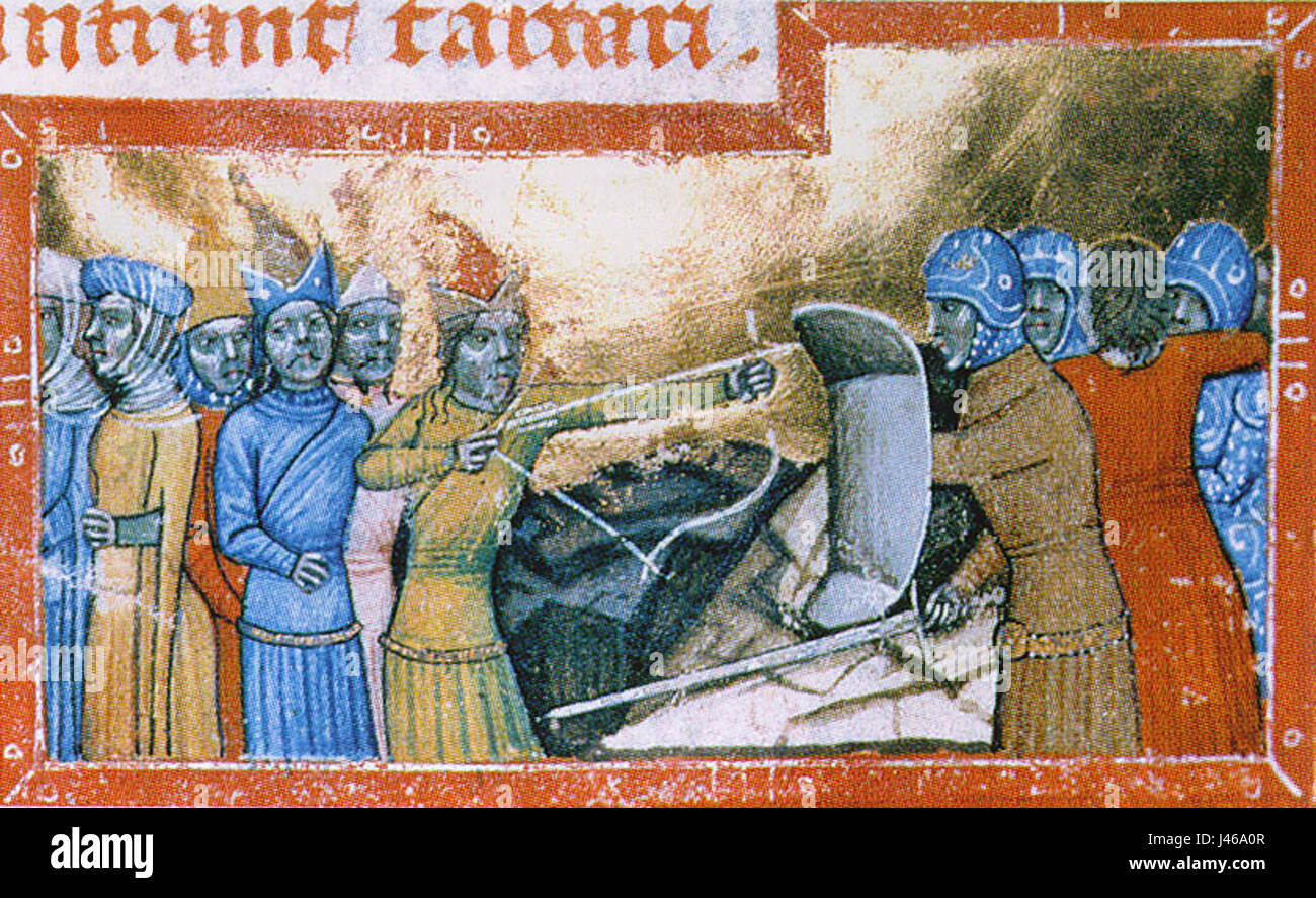 Questo si riferisce all'invasione mongola dell'Ungheria nel 1285. I Mongoli, guidati da Kublai Khan, attaccarono varie parti dell'Ungheria durante questo periodo, influenzando la storia della regione e le dinamiche militari. Foto Stock