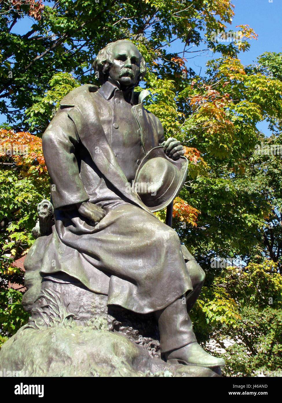 Nathaniel Hawthorne statua Salem, Massachusetts Foto Stock
