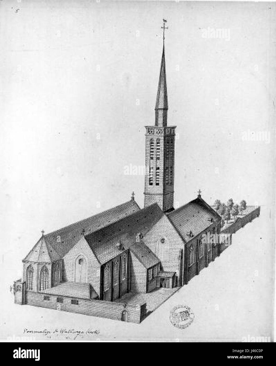 La Oude Sint Walburgakerk (Vecchia Chiesa di S. Walburga) è una chiesa storica situata nei Paesi Bassi. Costruito nel Medioevo, rappresenta un significativo patrimonio architettonico e religioso. La chiesa è conosciuta per il suo significato storico, lo stile architettonico e il suo ruolo nelle tradizioni cristiane locali nel corso dei secoli. Foto Stock