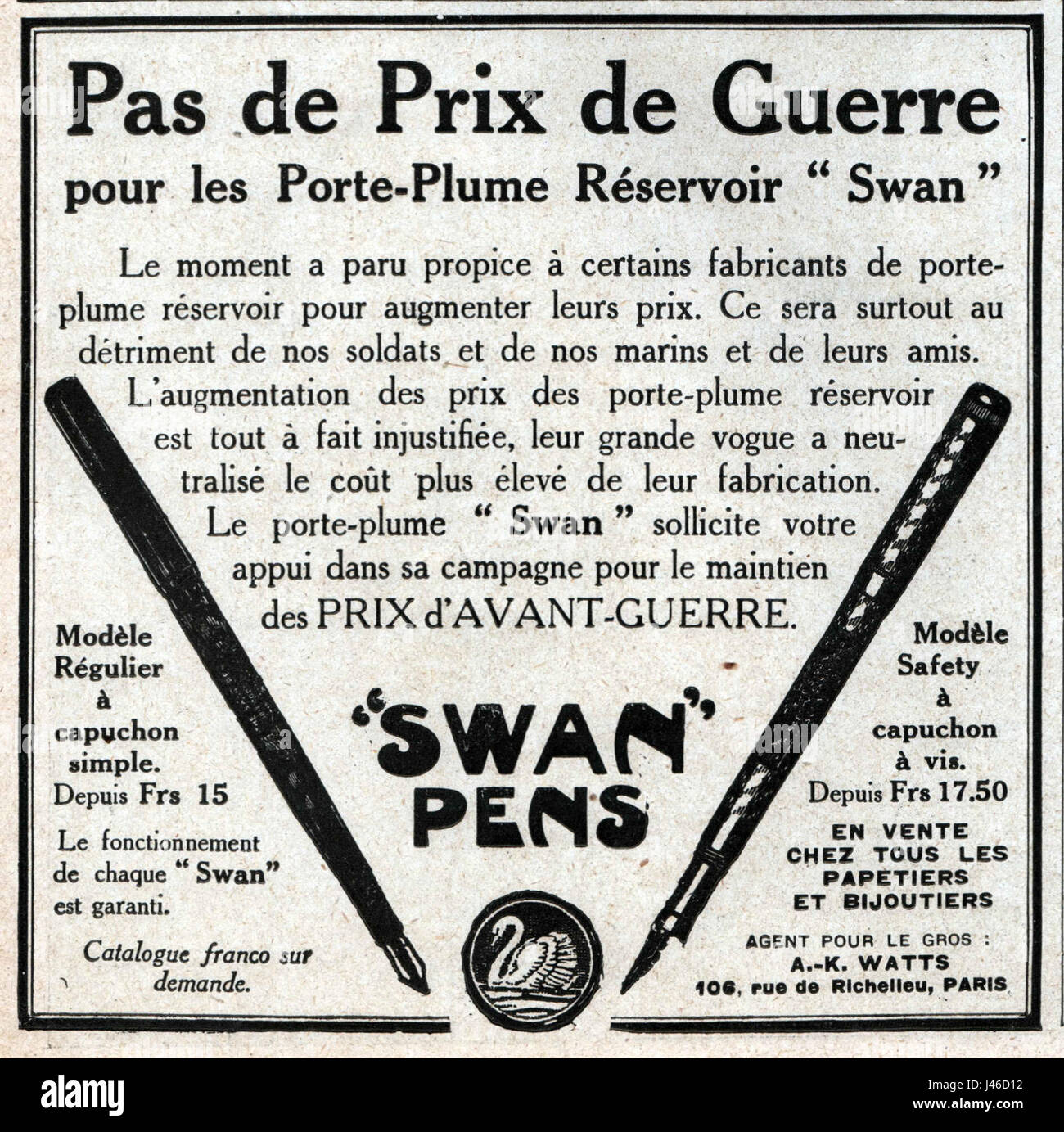 N. 3905 Annonces 4, penne di Cigno Foto Stock