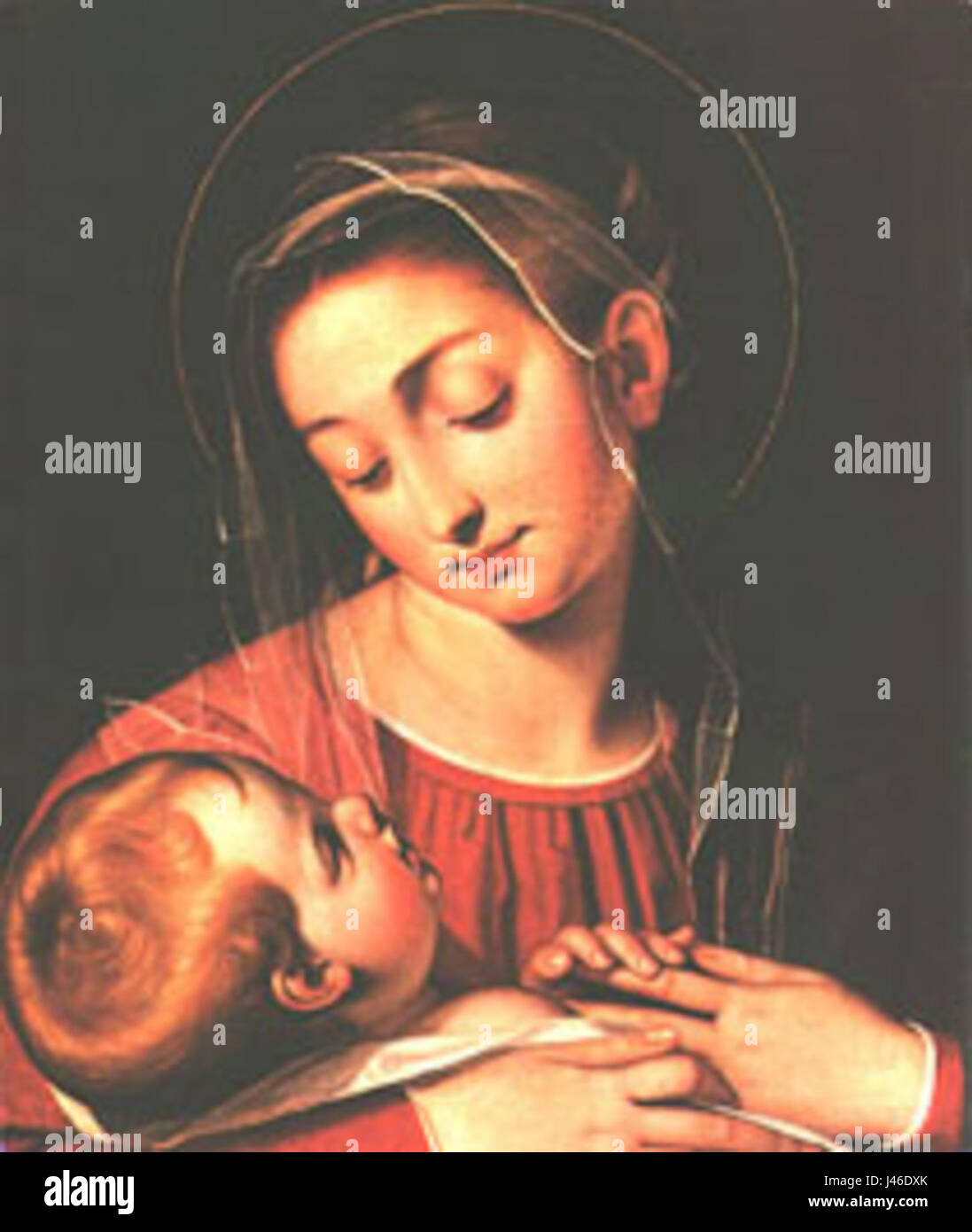 "Madonna della Divina Provvidenza" è un titolo della Vergine Maria venerata nel cattolicesimo, particolarmente legata alla Divina Provvidenza e alla protezione che essa offre all'umanità. Si celebra in varie devozioni mariane e feste. Foto Stock