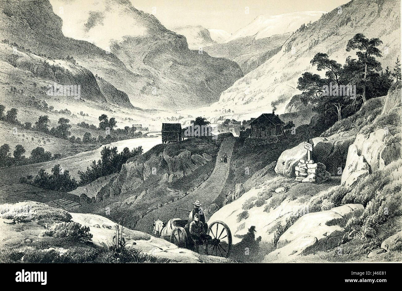 Titolo relativo a una regione geografica o a una rotta tra Vindhellen e Gallerne, eventualmente una descrizione storica o culturale della zona. Foto Stock