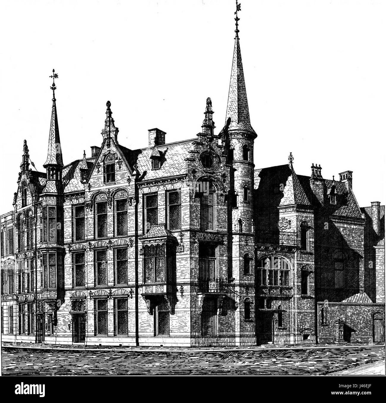 N. Molenaar si riferisce all'architetto dietro tre case a Duinoord, l'Aia. Le case rappresentano lavori architettonici all'inizio della metà del XX secolo, mettendo in evidenza gli stili di design e la pianificazione urbana nei Paesi Bassi. Foto Stock