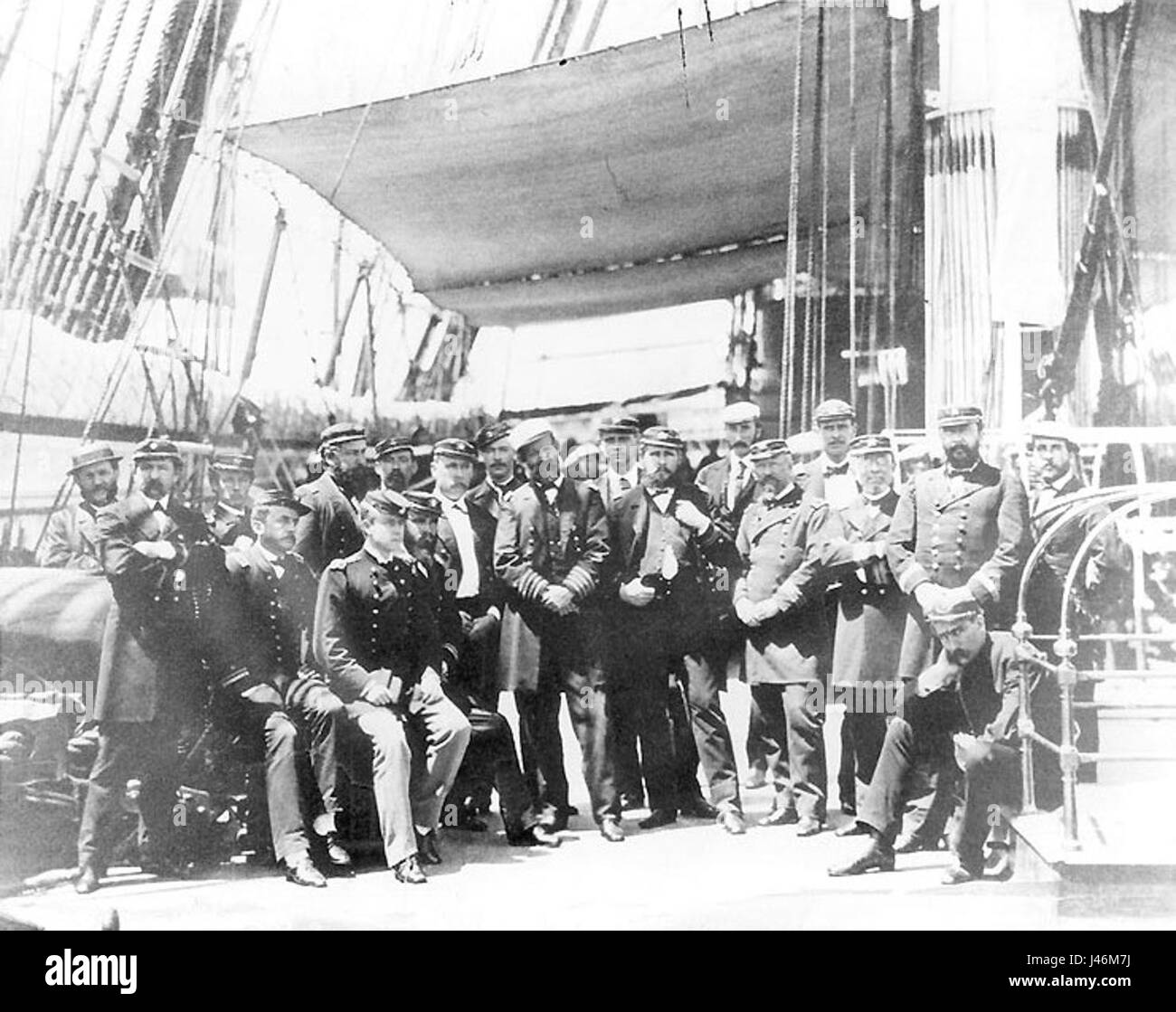 Gli ufficiali della USS Colorado off Corea nel giugno 1871 Foto Stock