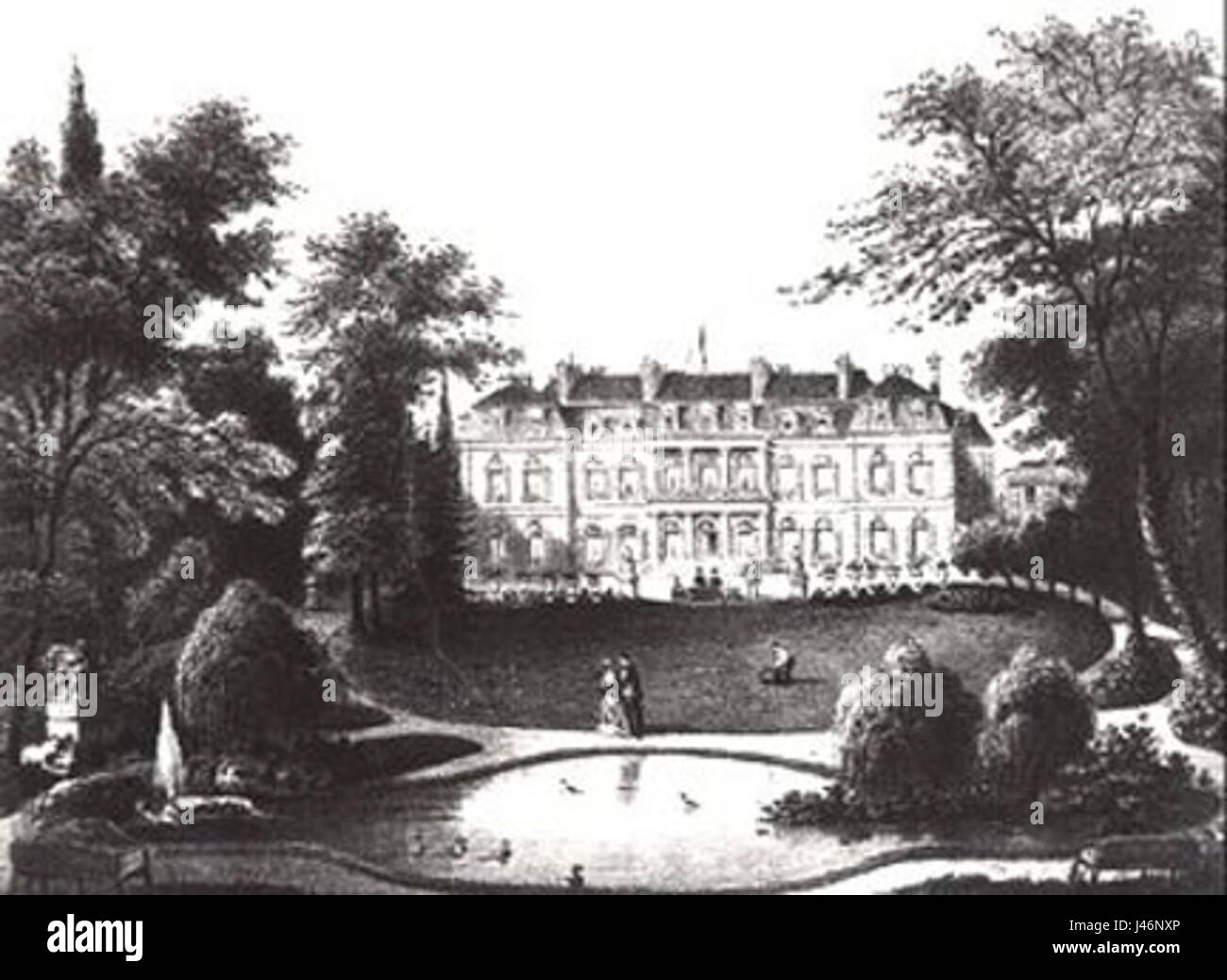 Il "Parc du Palais de l'Ã" lysà si riferisce ai giardini del Palazzo à lysée di Parigi, in Francia, che è la residenza ufficiale del presidente francese. Il titolo fa riferimento anche al periodo della seconda Repubblica francese. Foto Stock