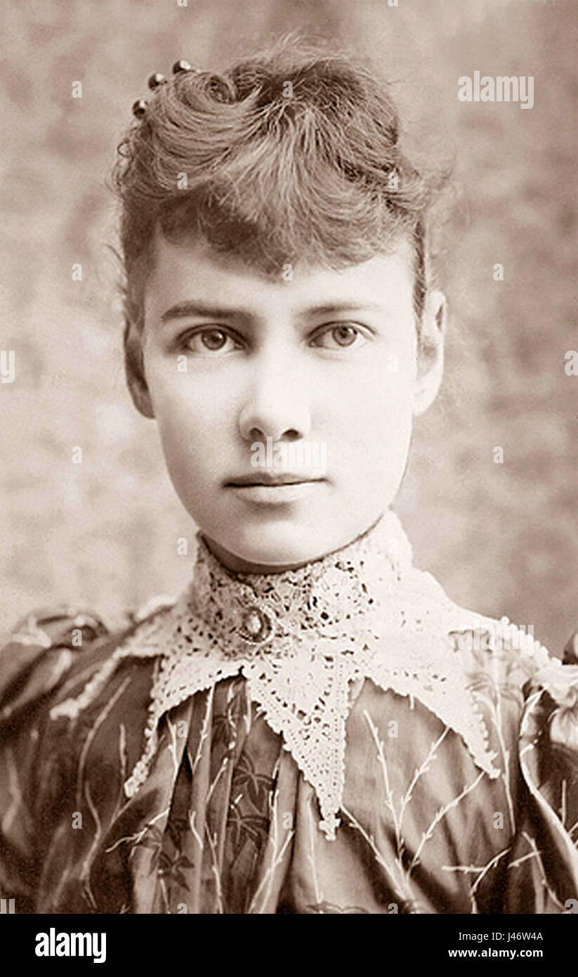 Nellie Bly era una giornalista americana nota per il suo servizio investigativo pionieristico. È diventata famosa per le sue indagini sotto copertura sulle condizioni di asilo e per il suo viaggio in tutto il mondo in 72 giorni. Foto Stock