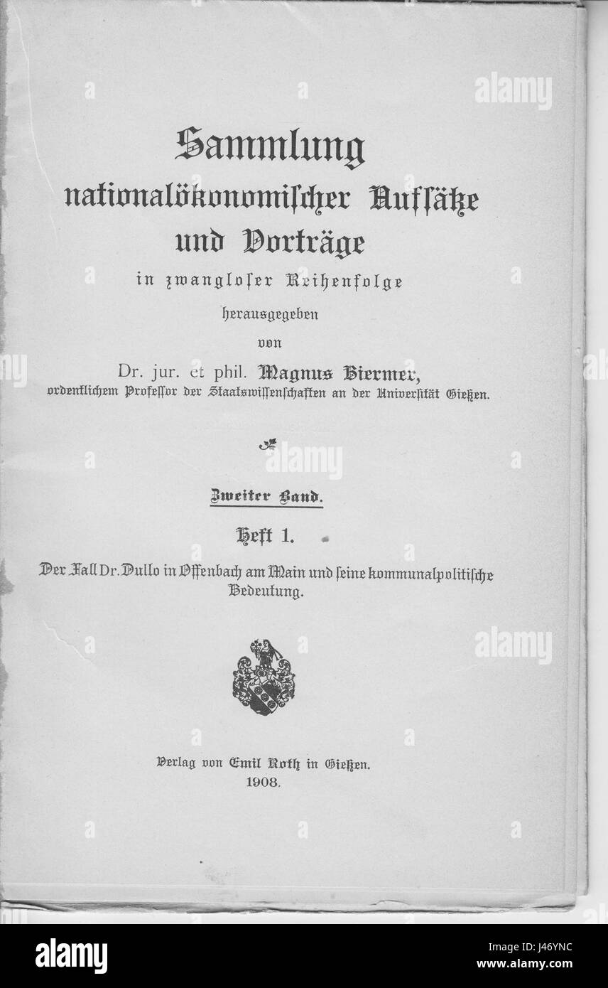 Il "DI Dullo Biermer 1908" si riferisce a un documento o a un'opera storica, potenzialmente correlata alla ricerca medica o scientifica condotta nel 1908. Il riferimento a "Biermer" potrebbe riguardare lo studio di alcune malattie o dati storici. Foto Stock