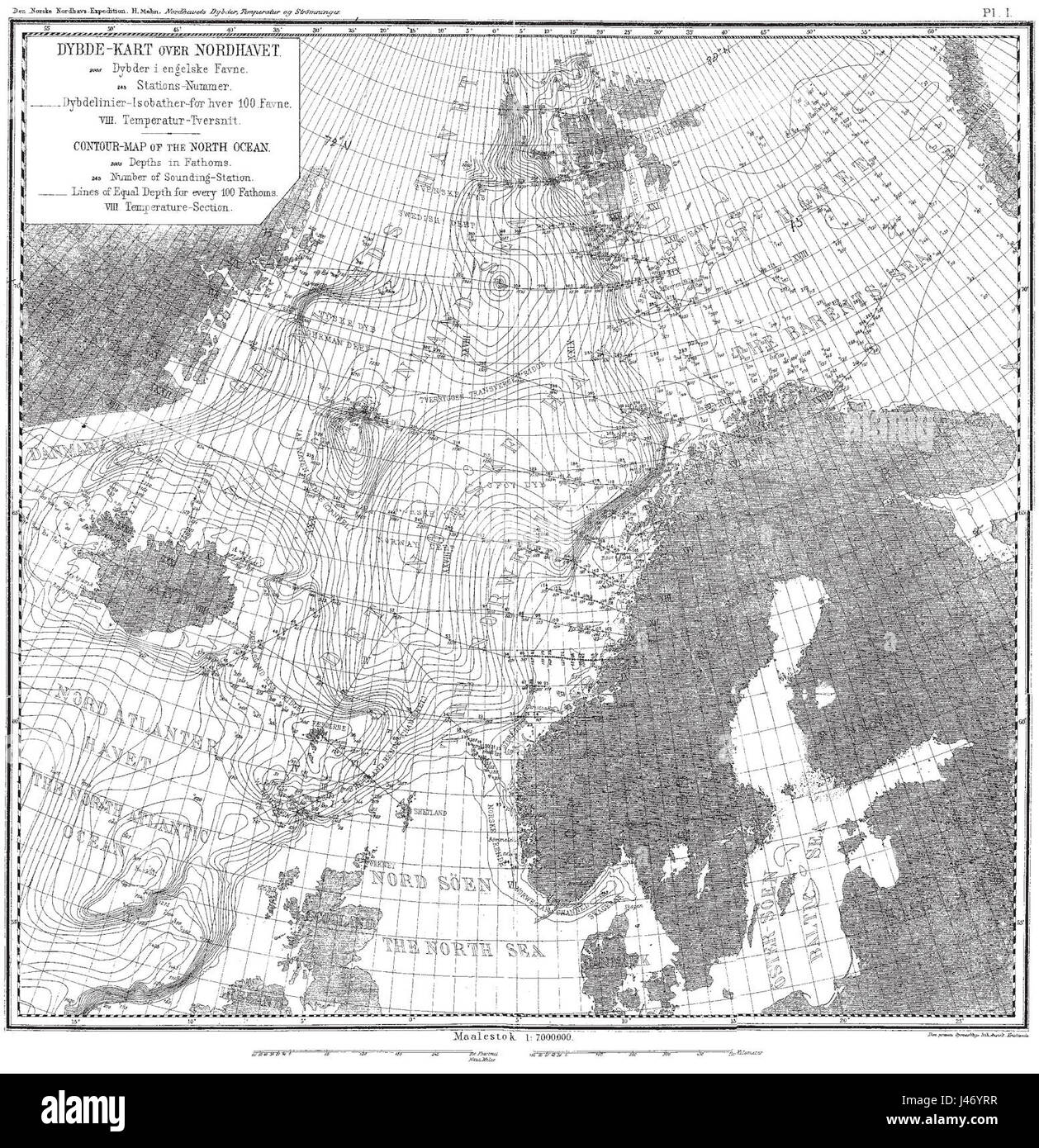 Mohn mappa di contorno del Nord Oceano Foto Stock