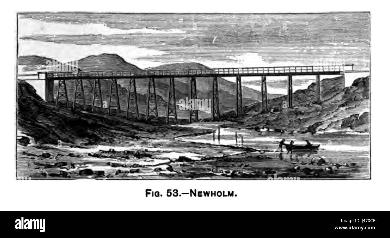 Il Viadotto di Newholm è un ponte o viadotto, probabilmente una struttura storica o notevole, che funge da collegamento di trasporto in una regione specifica, probabilmente nota per il suo significato architettonico o ingegneristico. Foto Stock