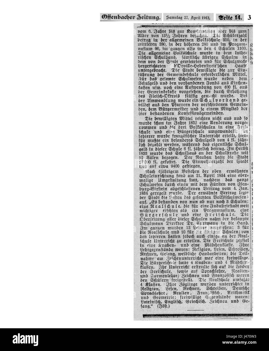 OZ Schulen Joest 1912 1 3 Foto Stock