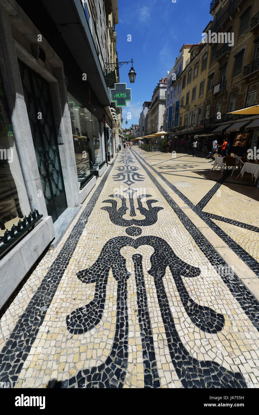 La Rua Augusta Street nel centro di Lisbona. Foto Stock