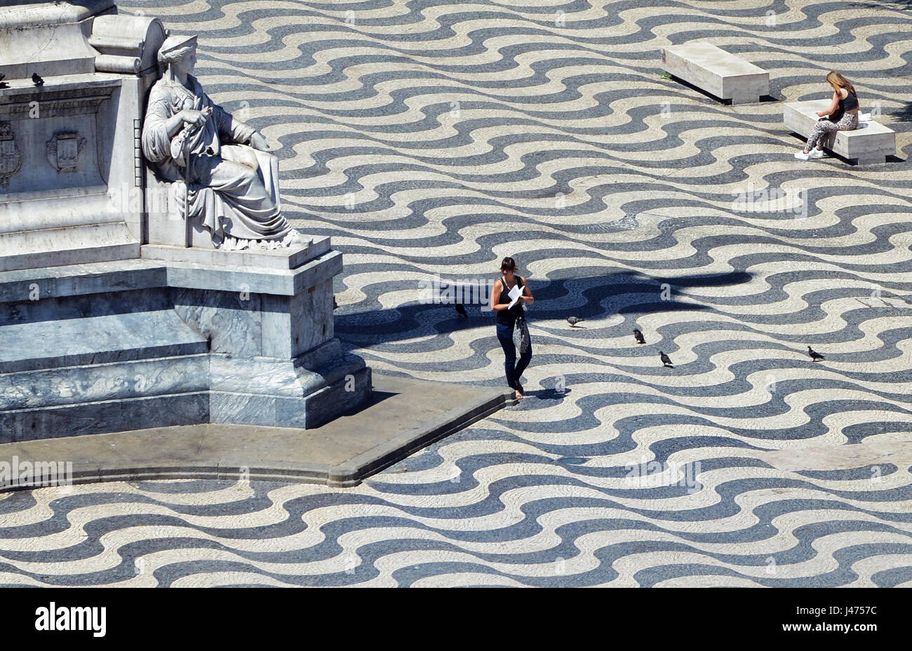 Alla Piazza dei Restauradores in Lisbona, Portogallo. Foto Stock