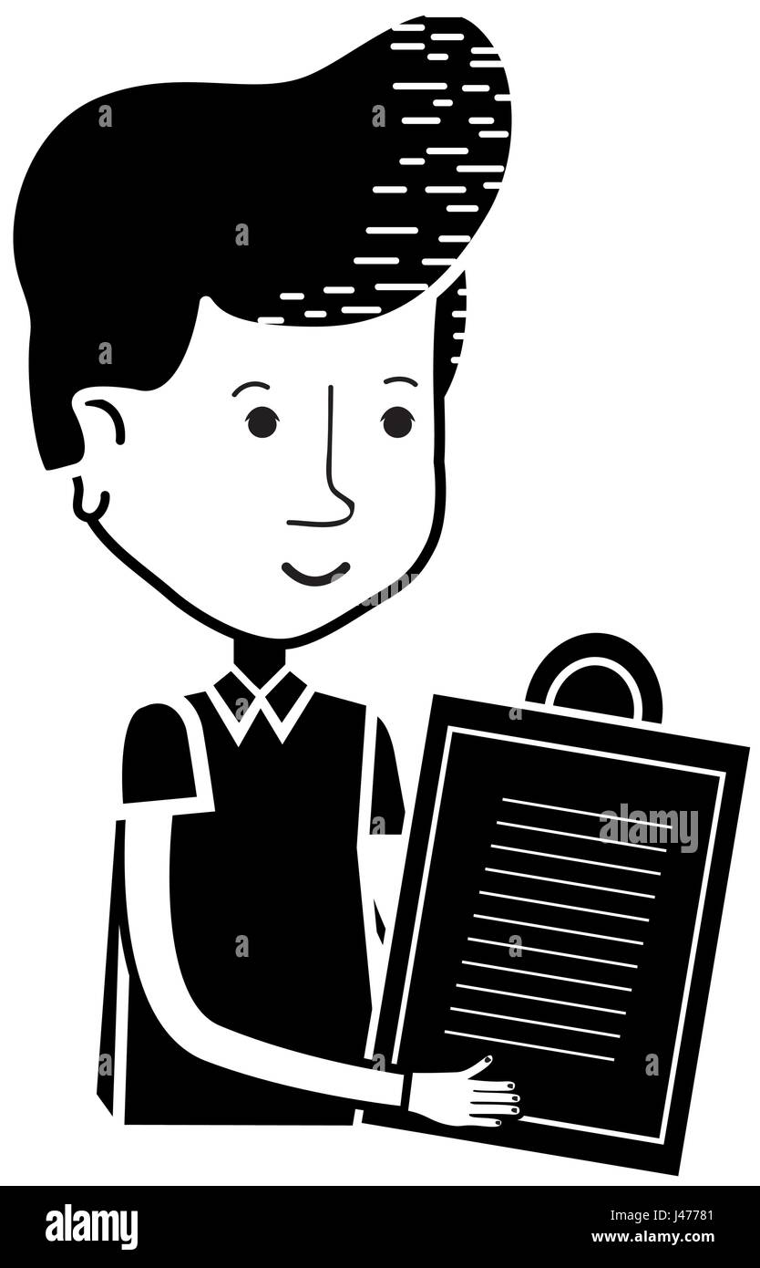 Consegna di contorno uomo con elenco di riscatto Illustrazione Vettoriale