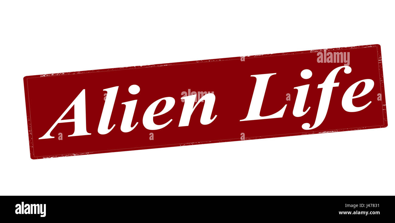 Timbro con testo alien vita all interno, illustrazione vettoriale Foto Stock