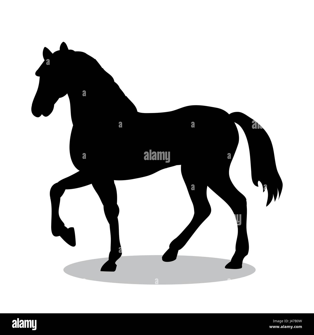 Horse Farm mammifero nero animale silhouette Illustrazione Vettoriale