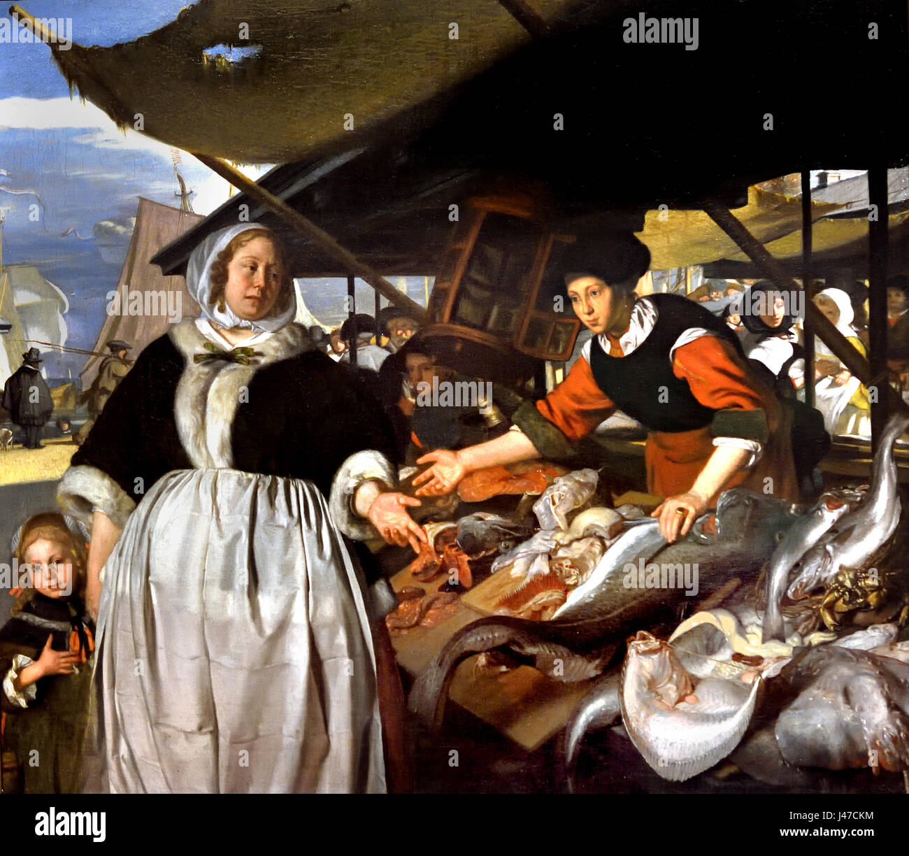 Adriana van Heusden e figlia al mercato del pesce 1662 Emanuel De Witte 1616-1618 Olandese, Paesi Bassi, Foto Stock