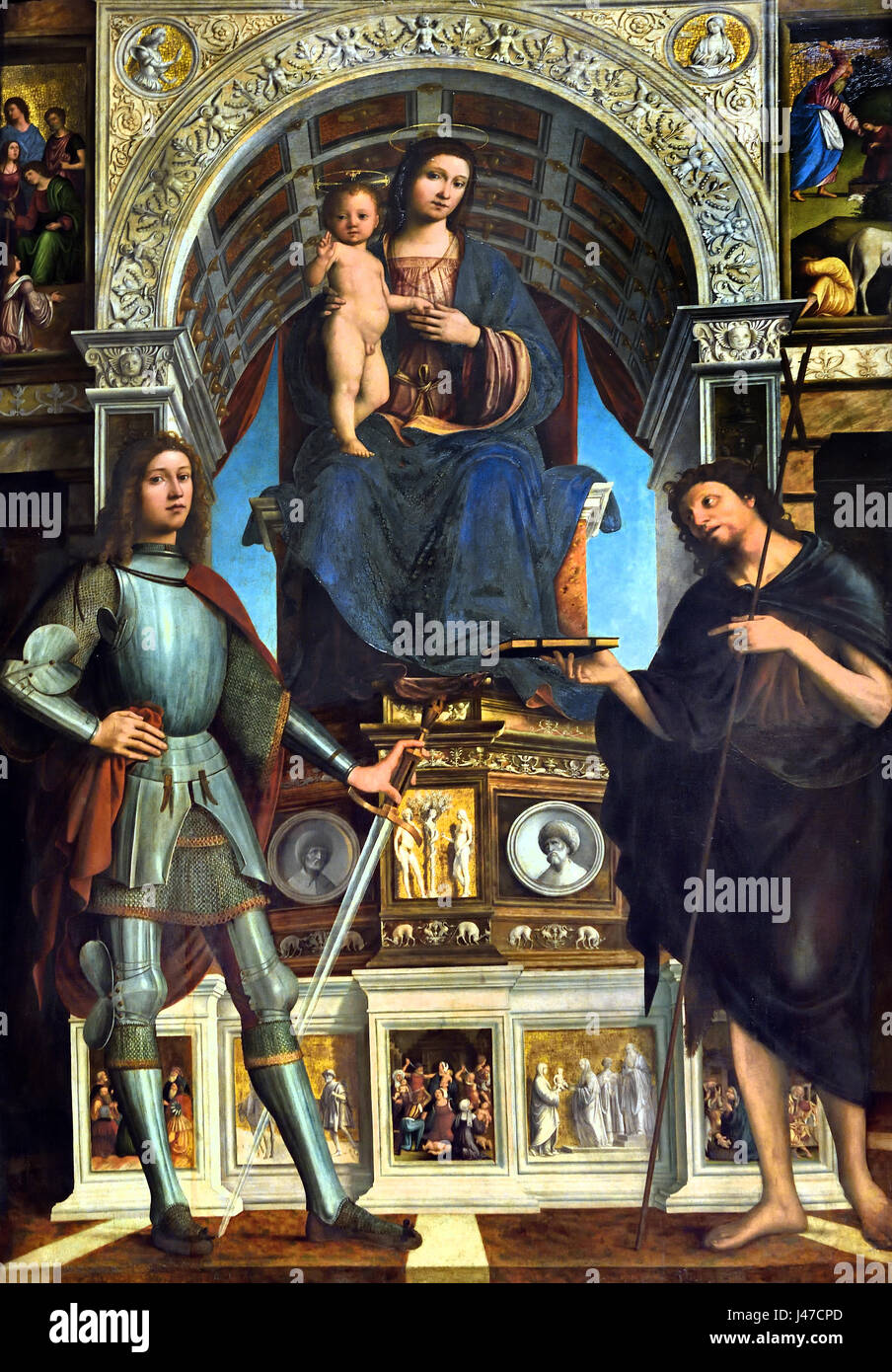 La Vergine con il Bambino e i santi 1498-1500 da Lorenzo Costa e Gianfrancesco Maineri, Italia Italiano Foto Stock
