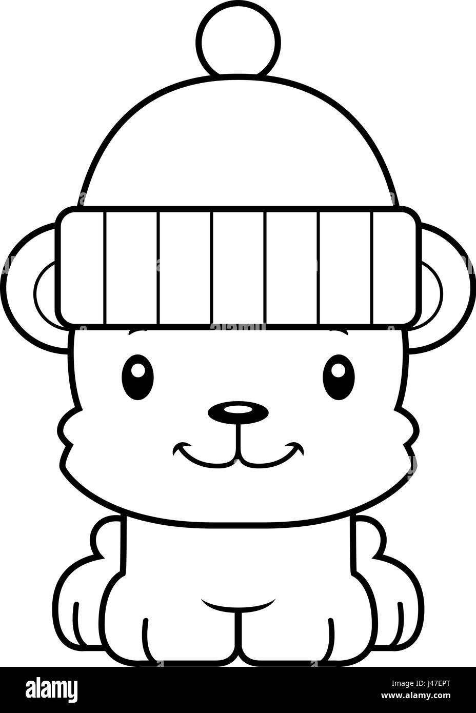 Un cartone animato in inverno orso sorridente. Illustrazione Vettoriale