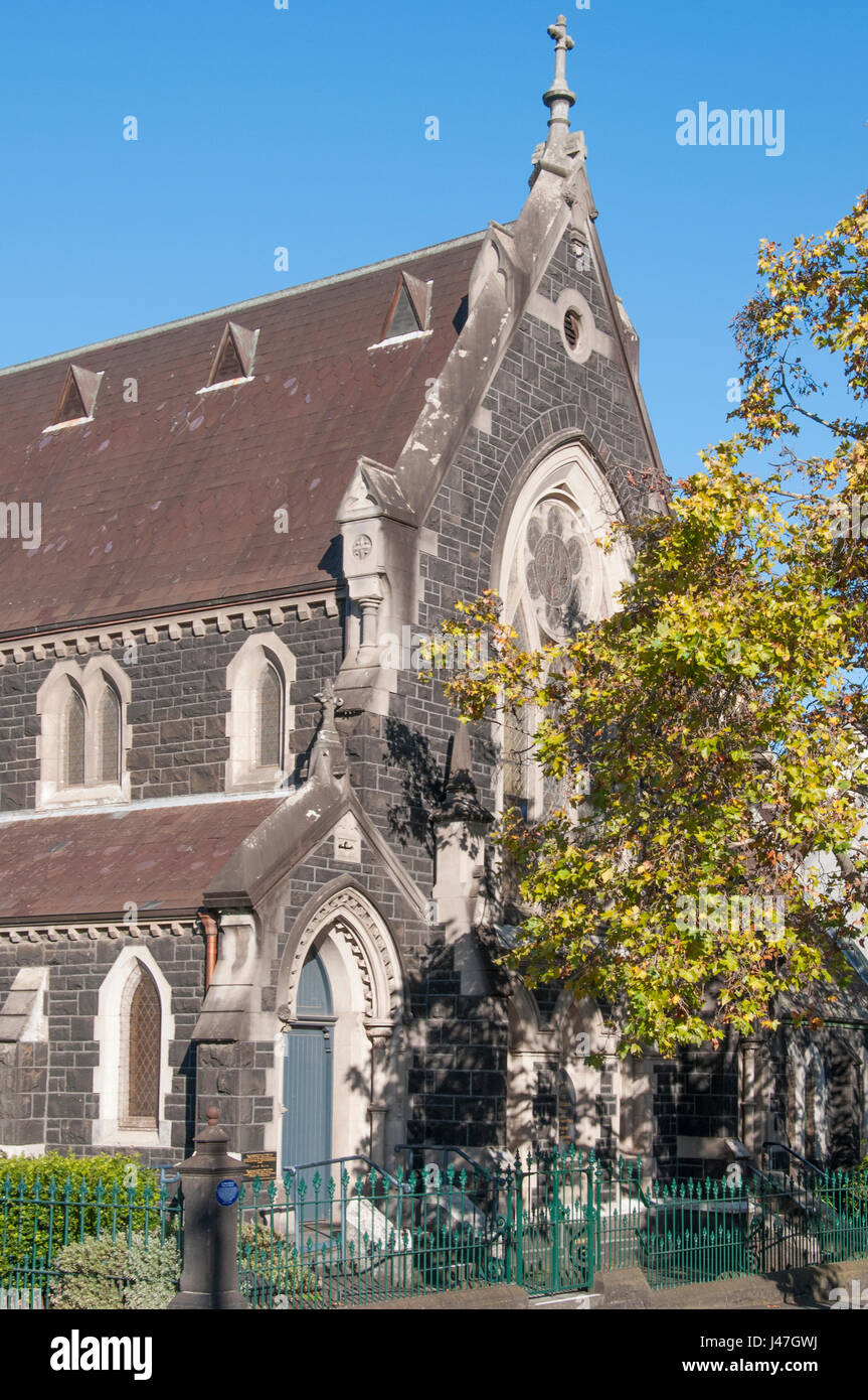 Il 1874 bluestone tedesco chiesa luterana sulla collina orientale, Melbourne, Australia Foto Stock