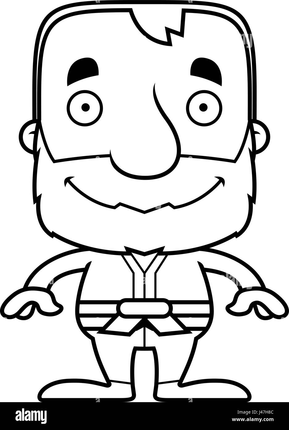 Un cartoon karate uomo sorridente. Illustrazione Vettoriale