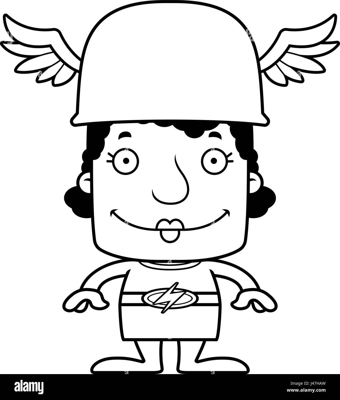 Un cartoon Hermes donna sorridente. Illustrazione Vettoriale