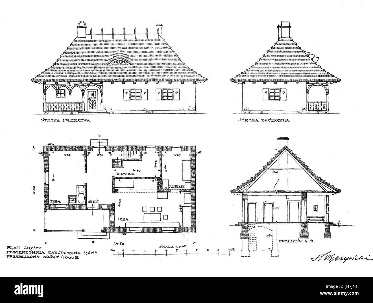 Questo lavoro, 'Odbudowa polskiej wsi' del 1915, esplora la ricostruzione delle aree rurali polacche, concentrandosi sui progetti architettonici e di costruzione per lo sviluppo rurale. Foto Stock