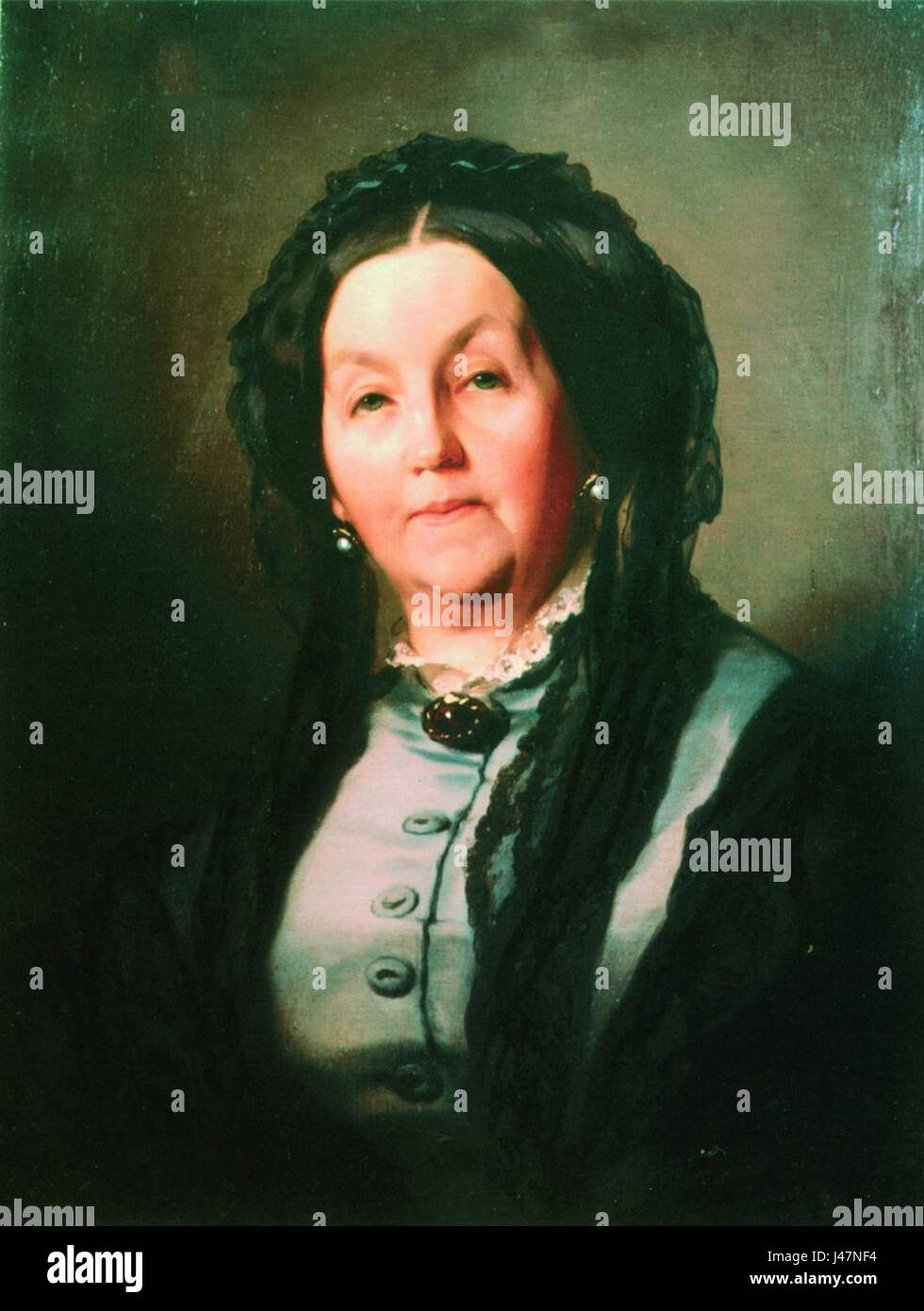 Vecchia donna in abito grigio di I.Makarov (1871) Foto Stock